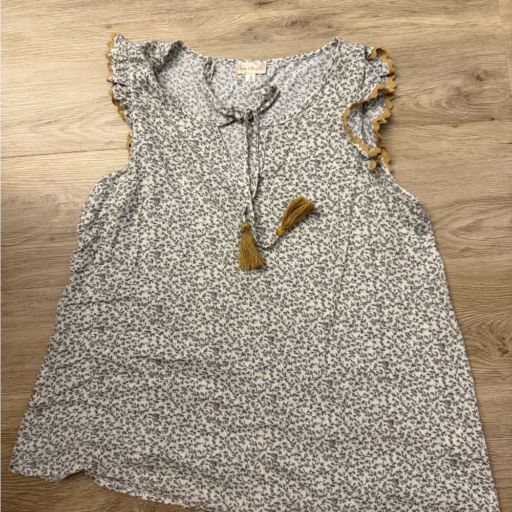 Floral Sleeveless Top with Tassel Detail